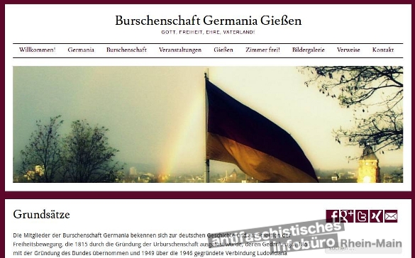 Homepage der Burschenschaft Germania Gießen Quelle: www.burschenschaft-germania.com