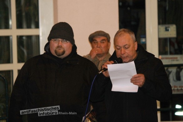 Pierre Peters (National-Bewegong/Luwemburg) redet bei der NPD-Kundgebung am 24. Januar 2013 in Trier