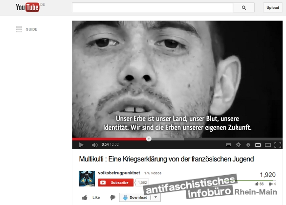 0% Rassismus? Kriegserklärung der "Identitären" Quelle: www.youtube.com